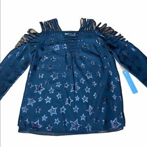 Cold Shoulder Star Chiffon Top**Small